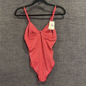b.tempt'd Women's size S NWT Future Foundation Lurex Metallic‎ Bodysuit  Red